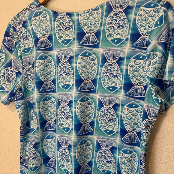 Lulu-B Blue and White Fish Print Dress - Picture 7 of 8